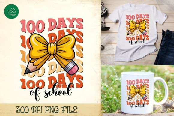 100 Days of School Bow Sublimation PNG