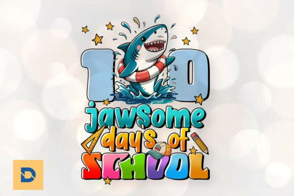 100 Jawsome Days of School Teacher PNG