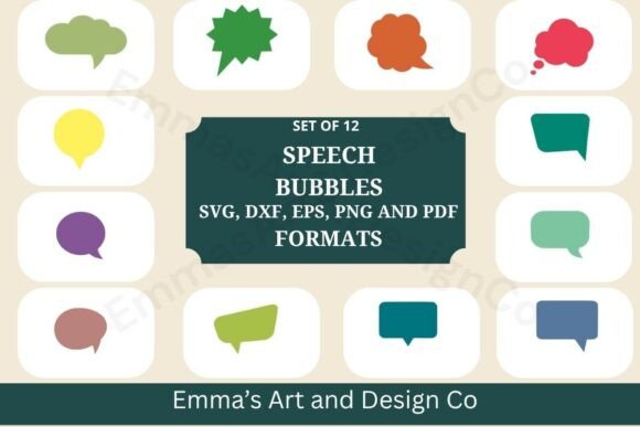 12 Speech Bubbles SVG Vector Bundle: Graphics & Crafts