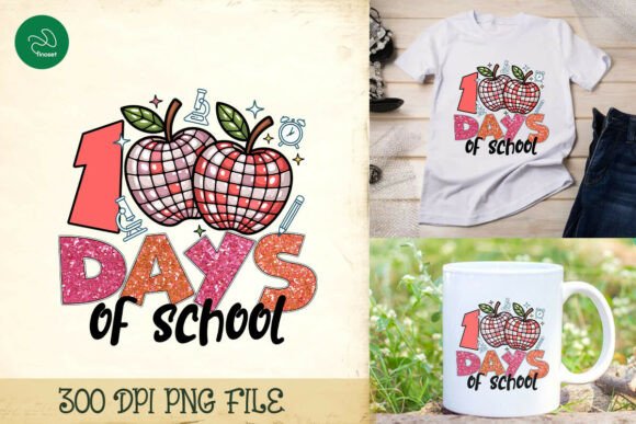 Apple 100 Days of School Sublimation PNG