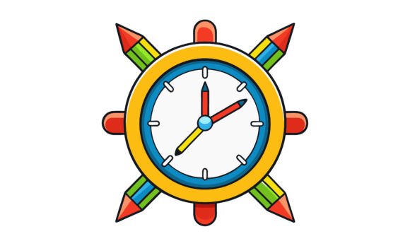Clock with Pencils School Time Concept