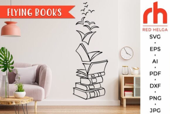 Flying Books SVG, Graphics & Crafts