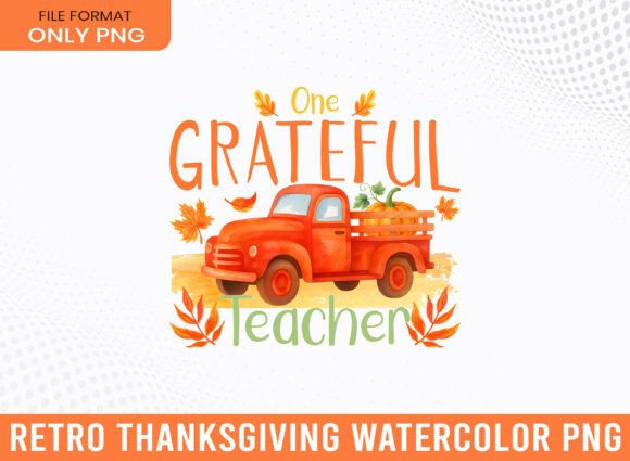 Grateful Teacher Thanksgiving Watercolor Graphics and Crafts