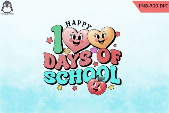 Heart Happy 100 Days of School PNG