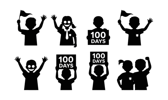 Kids Celebrating 100 Days of School Set