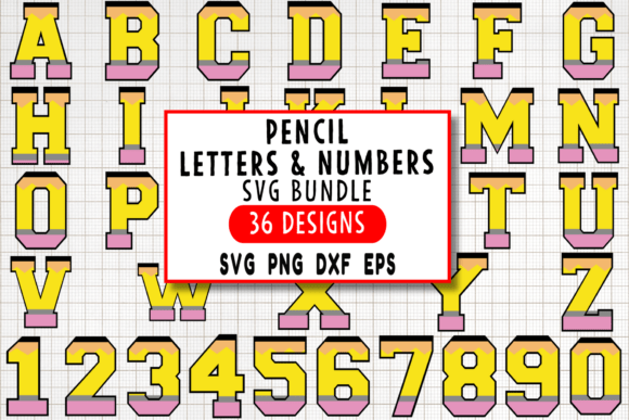 Pencil Letters and Numbers SVG: Graphics for Creative Crafts