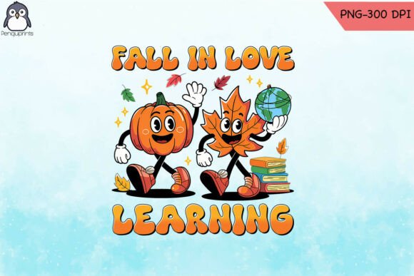Retro Teacher Fall in Love Autumn PNG