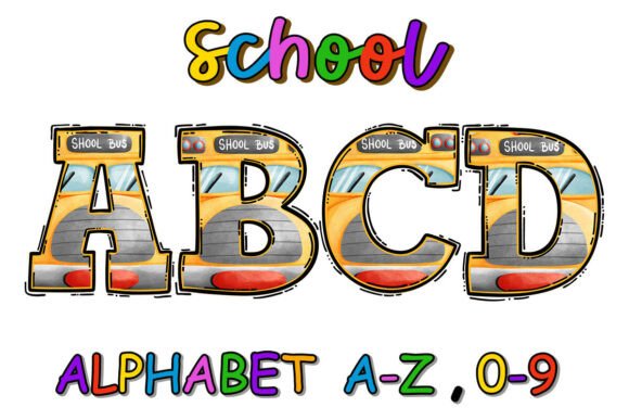 School Bus Alphabet Graphics for Crafts