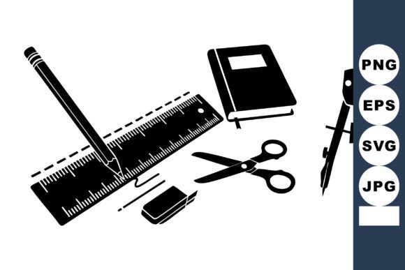 School Supplies Set Vector Art for Graphics and Crafts