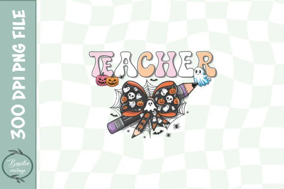 Teacher Halloween Coquette Bow PNG