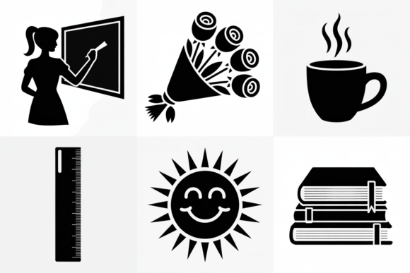 Teacher Icons Clip Art Black and White