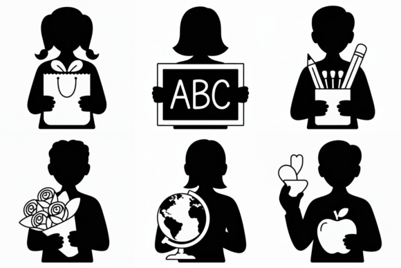 Teacher Silhouette Icons - Back to Graphics and Crafts