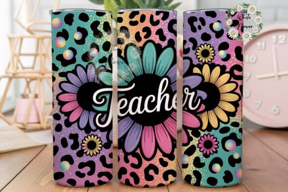 Teacher Sunflower Glitter 20oz Tumbler Graphics and Crafts