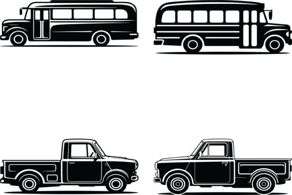 Vintage School Bus Pickup Truck Graphics